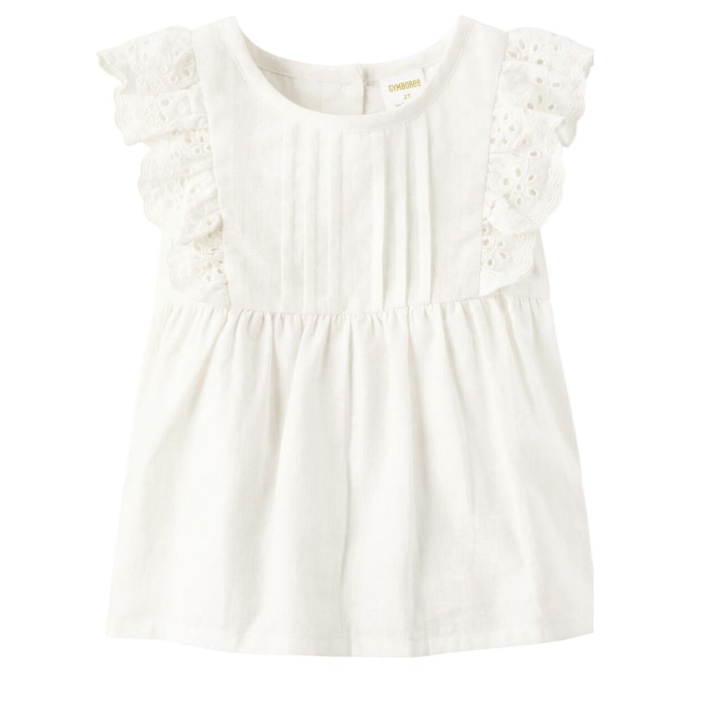 NWT Gymboree The Linen Shop Top Girls 12-18 Month Shirt Lace Ruffle Cap Sleeve‎